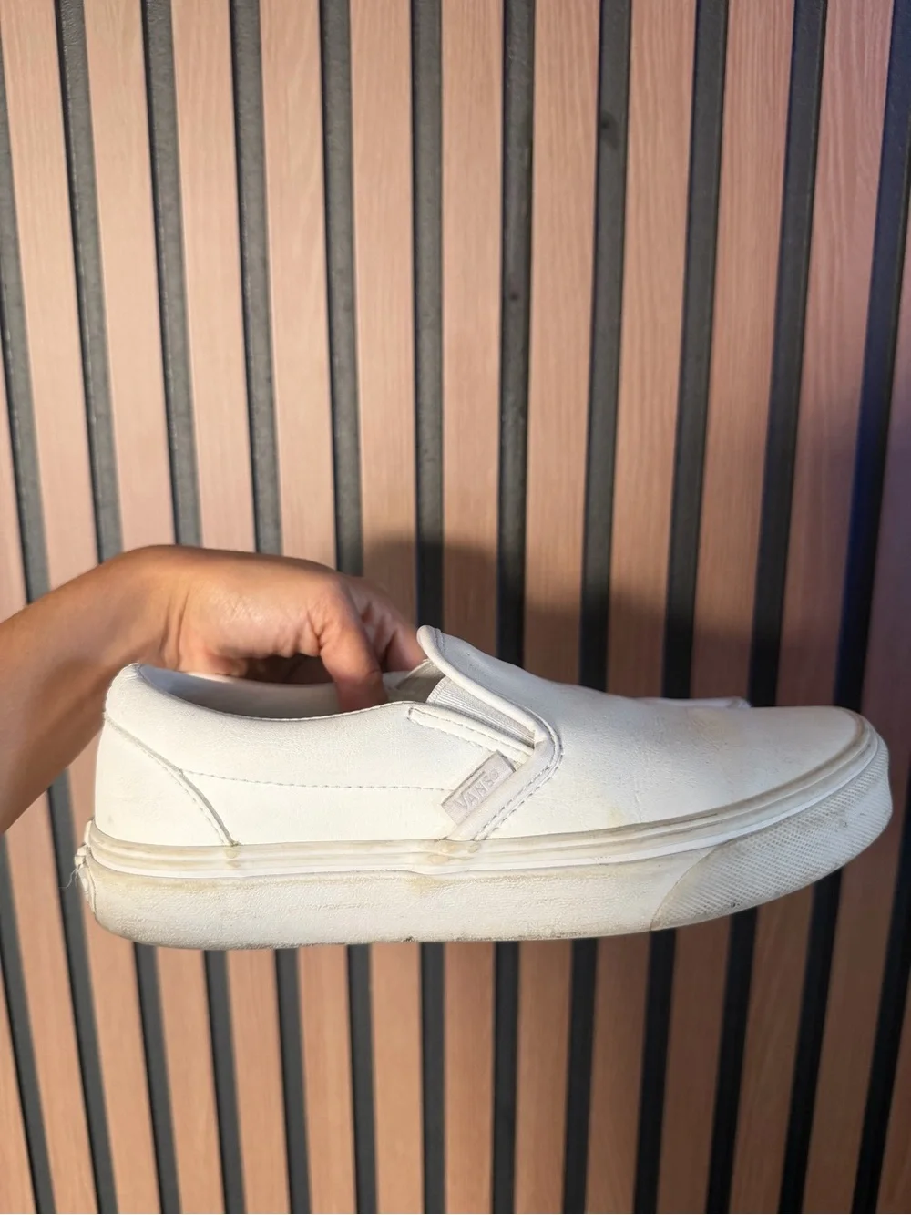 Vans White Slip-On Athletic Shoes